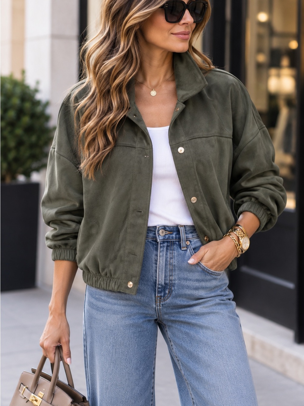 🇮🇹 MADE IN ITALY – Luxe Faux Suede Bomber Jacket